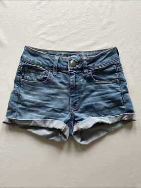 American Eagle Outfitters Light Blue Super Stretch Hi-Rise Shortie